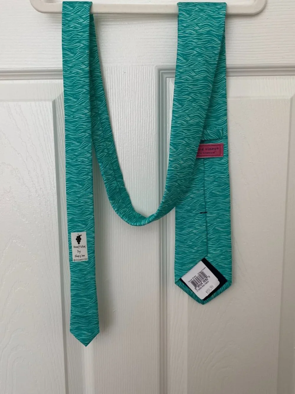 NWT Vineyard Vines Tonal Wave Antigua Green Silk Tie